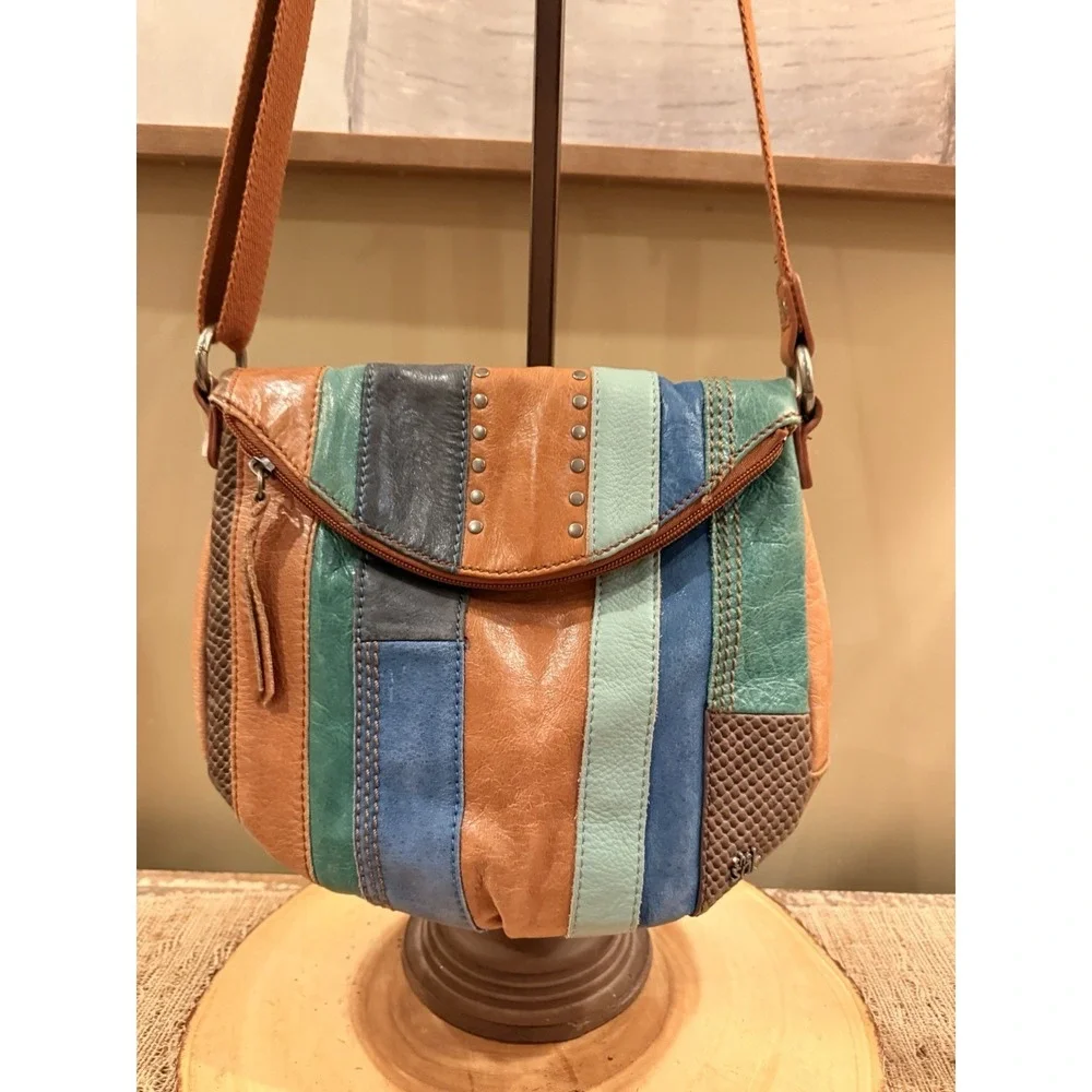 The Sak Silverlake Leather Rare Stripe Color Block Crossbody Bag  Festival‎ Boho